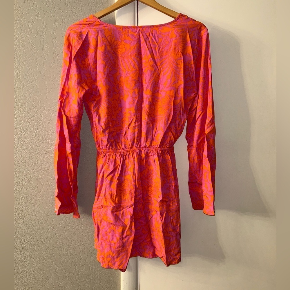 L Space Kristy Long Sleeve Faux-Wrap Cover-Up Dress Path to Paradise - Picture 10 of 11